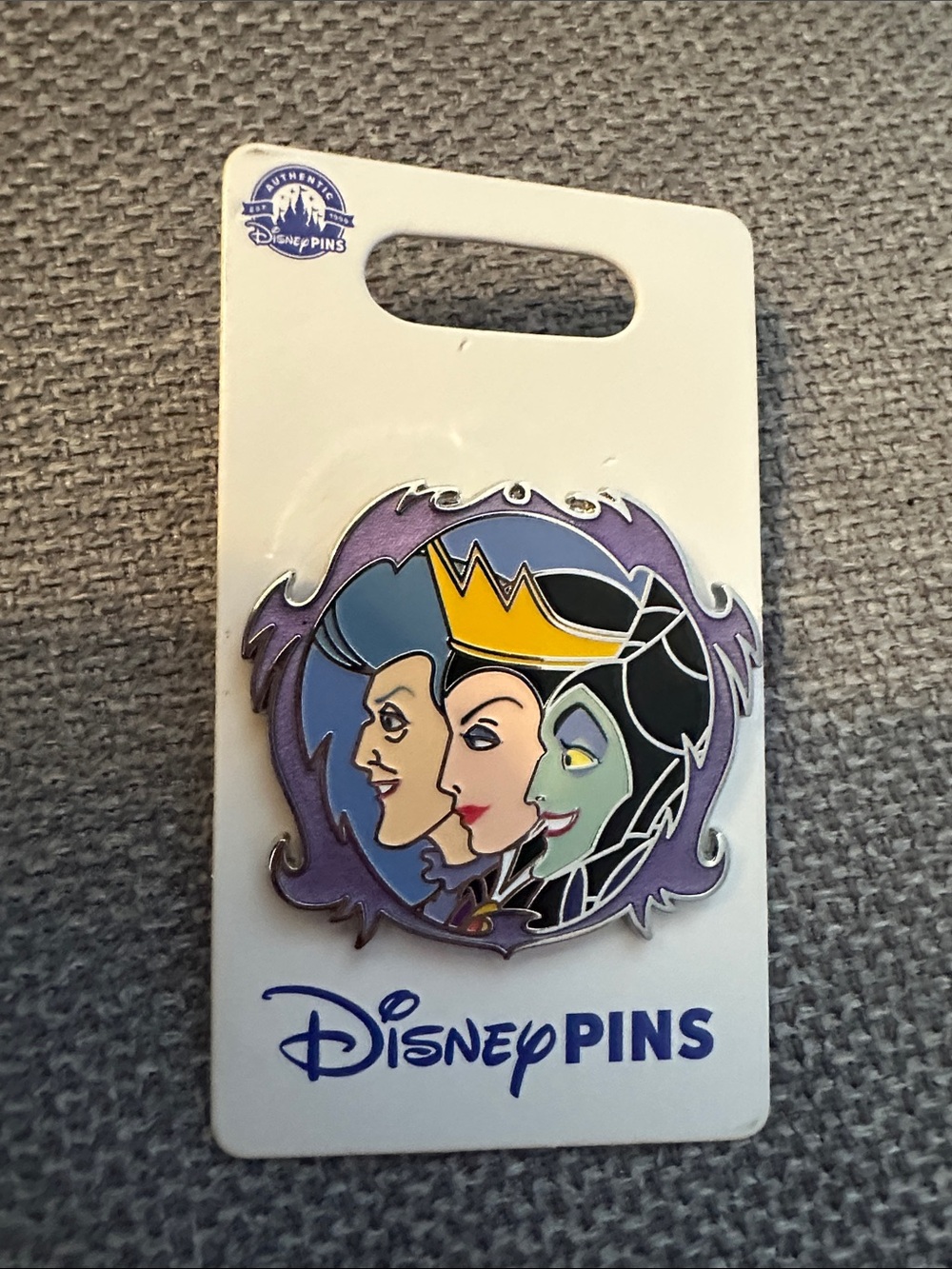 Disney Villains Triple Portrait Enamel Pin - Purple, Yellow, Green, Black